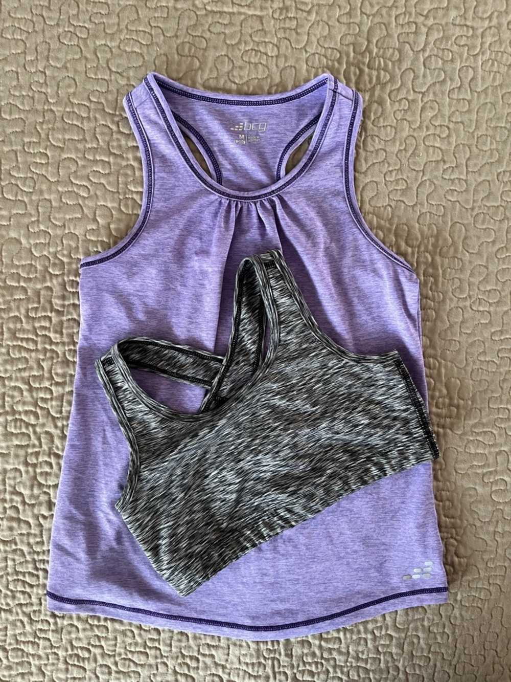 bcg Lavender Racerback Tank & Sports Bra Layer M 8-10